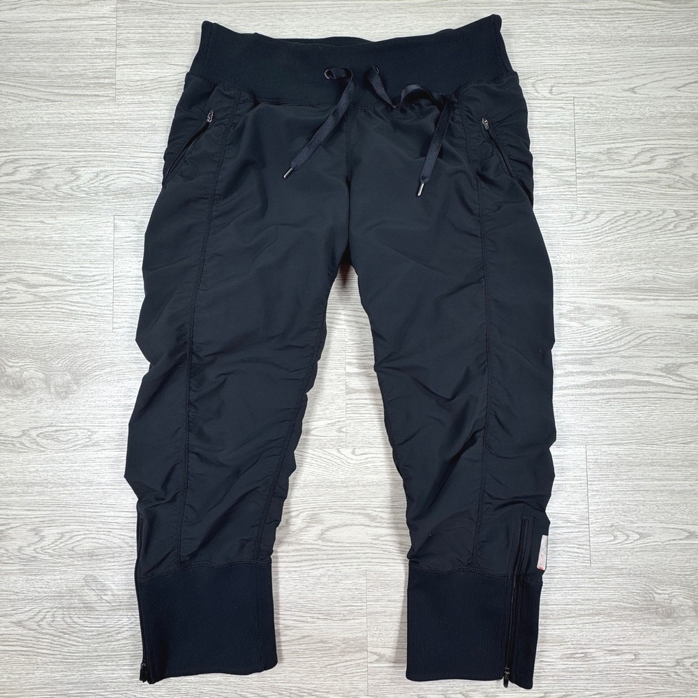 Zella Women's Cropped Joggers Ruched Ankle Zip Black Size 10 Activewear Pants
